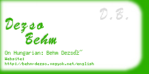 dezso behm business card